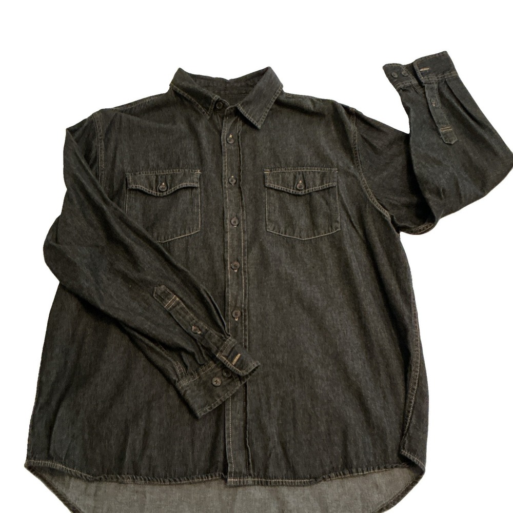Pendleton Black Denim Button Up Collared Long Sleeve Shirt Size Men's X-Large